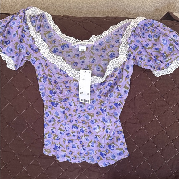 Kimchi Blue Purple Floral Lace Blouse - Picture 6 of 8